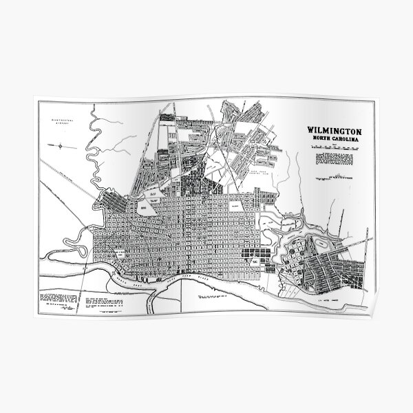 “Vintage Map of Wilmington North Carolina” Poster for Sale by