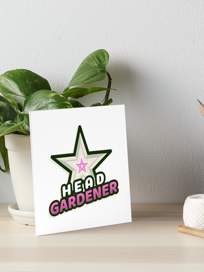 Head Gardener Pink Star Emblem For Garden Lovers Art Board