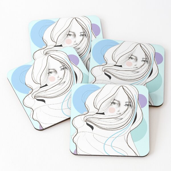 Item preview, Anna surfer girl illustration blue designed and sold by Susanne Margarete Lutz.