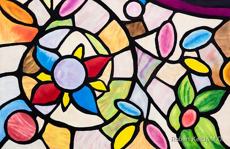 "Stained Glass Colored Pencil Painting" by Robert Kelch, M.D. Redbubble