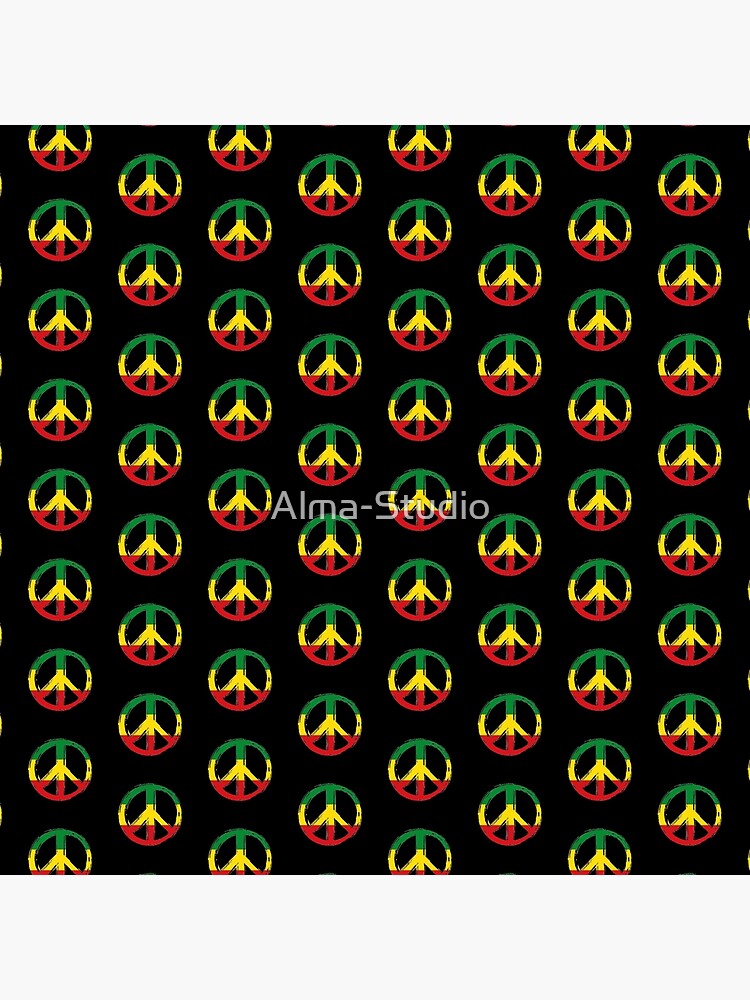 Peace Symbol Rastafari flag Colors in black background