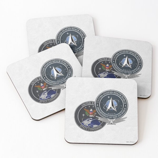 Item preview, United States Space Force - USSF and USSPACECOM Seals with AFSB over White Leather designed and sold by Serge Averbukh Art Studio.