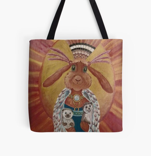 The Great Feathered Rabbit and Happy Hedgehogs All Over Print Tote Bag