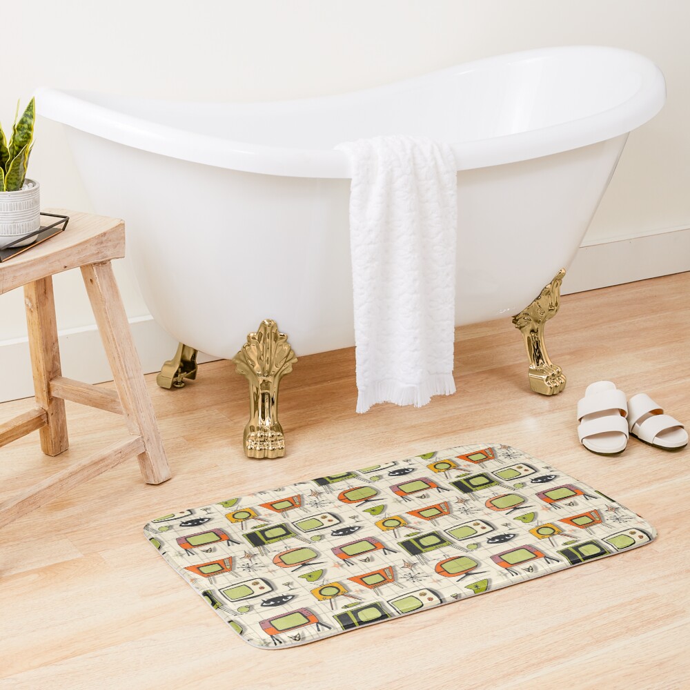 Retro Tv Pearl Orange #midcentury Bath Mat