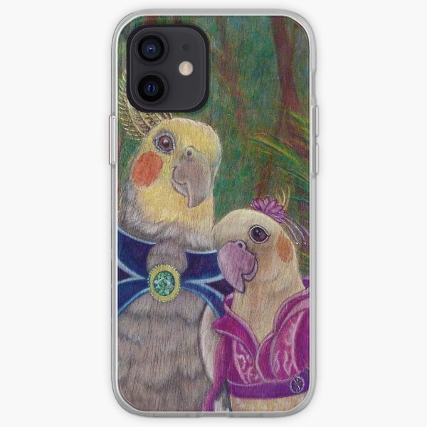 Kik'e the bird and his Girlfriend, Happy Couple of Australian Nymphs iPhone Soft Case