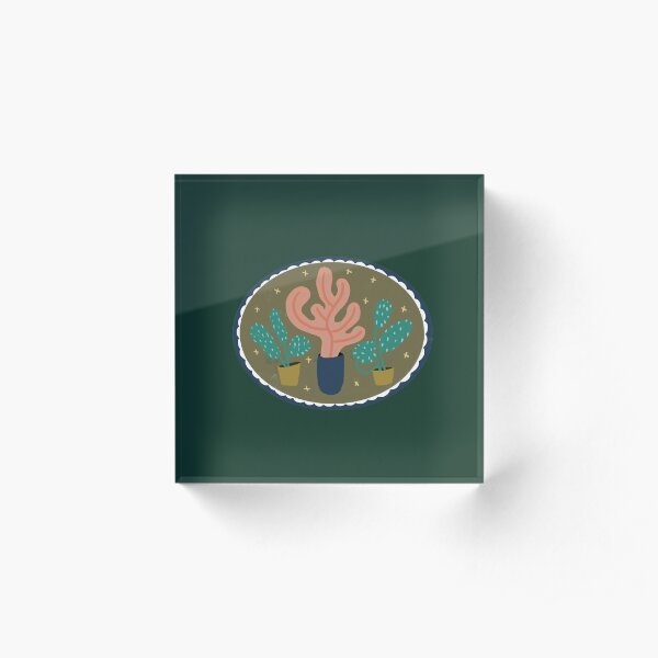 Cameo design with home plants in pots Acrylic Block