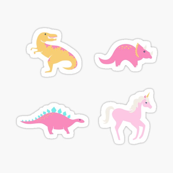 Floral Burst of Dinosaurs and Unicorns in Neon Sticker