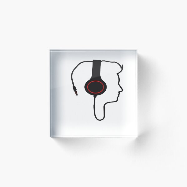 Headphone Meme Acrylic Blocks Redbubble - epic head phones with mp3 roblox