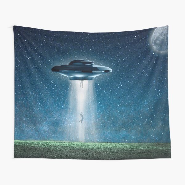 Galaxy Universe Flying Saucer Alien Abduction Art Tapestry