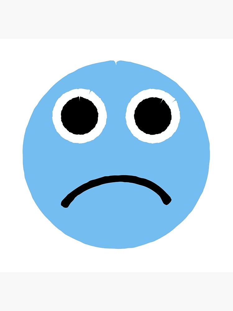 Blue Sad Face Emoticon Art Board Print