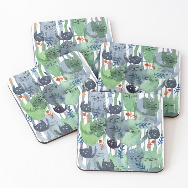 Item preview, A Cacophony of Cats on Stripes designed and sold by MarianaBlackArt.