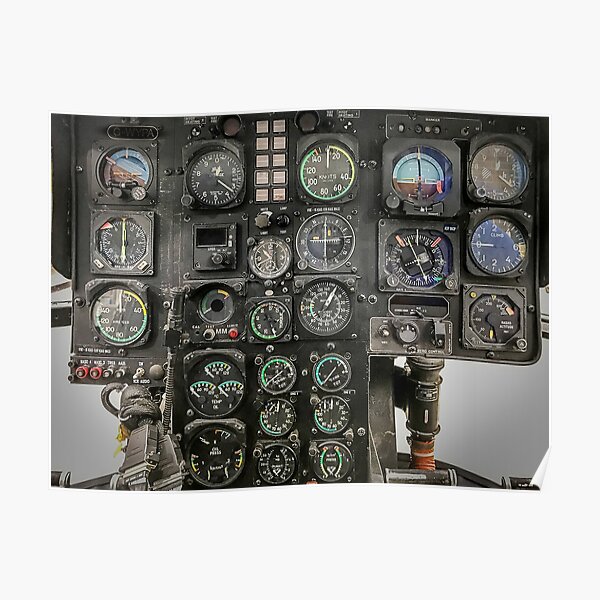 Helicopter cockpit Instrument controls, Stunning Image Poster