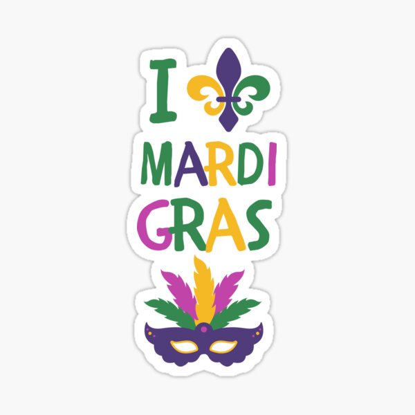 I Love Mardi Gras Sticker