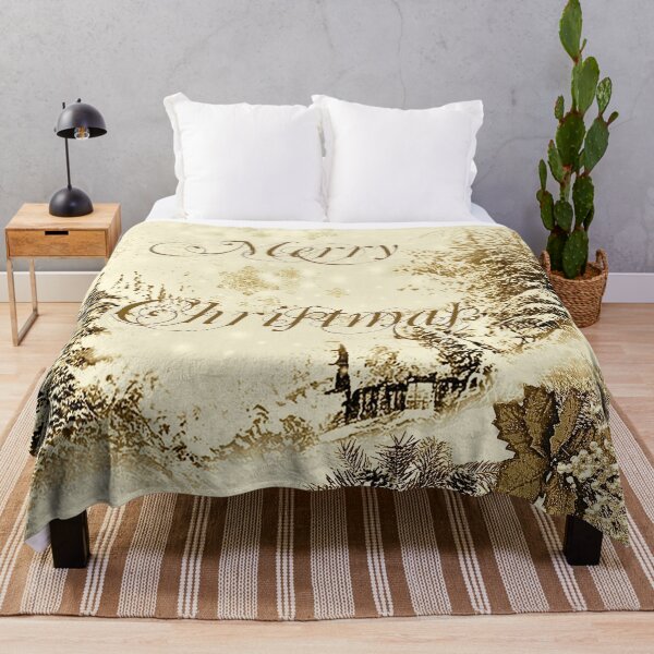 Item preview, Merry Christmas Vintage Gold Winter Landscape   designed and sold by GittaG74.