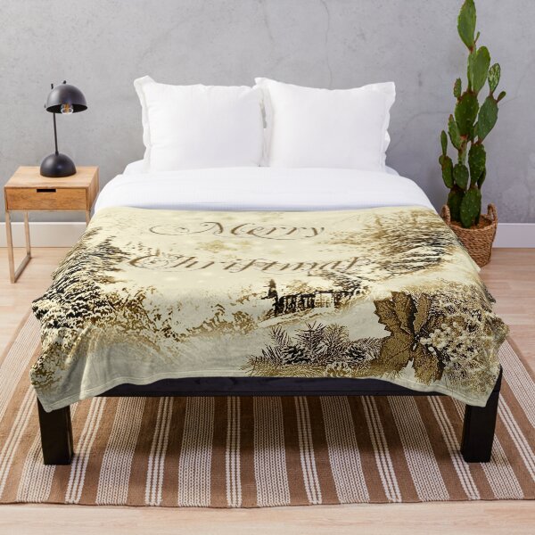 Item preview, Merry Christmas Vintage Gold Winter Landscape   designed and sold by GittaG74.
