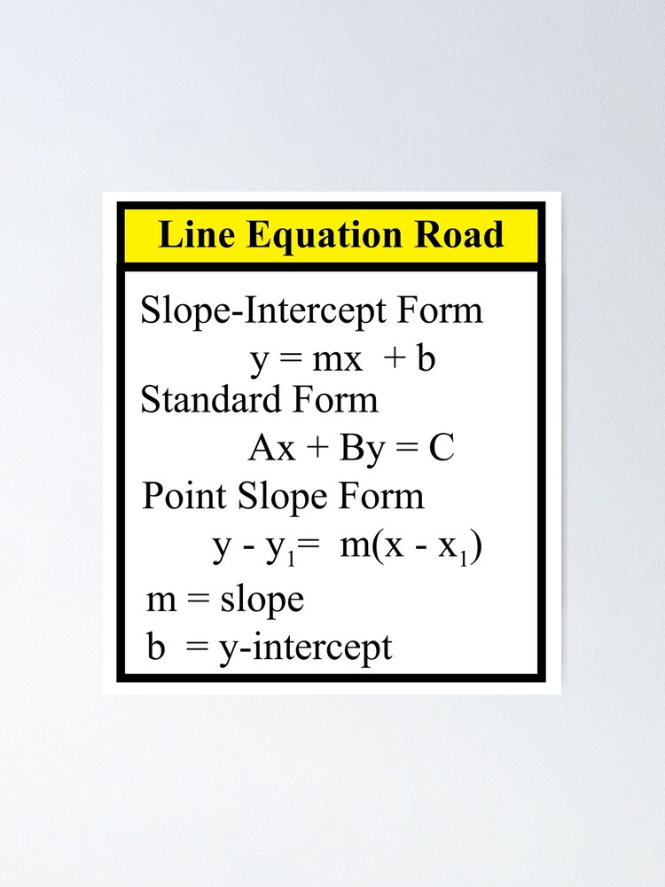 Line Equation Road Algebra City Y Mx B Act And Sat Math Quicknote Poster By Markcstansberry Redbubble