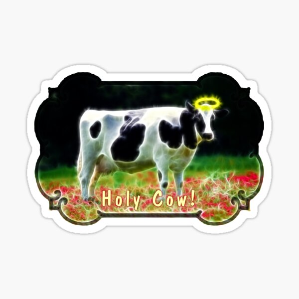 Funny Holy Cow Angel Holstein Animal Humor Sticker
