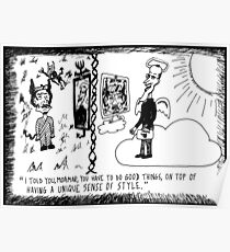 Gadafi in Hell Jobs in Heaven cartoon Poster