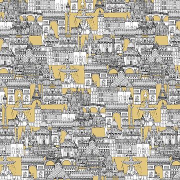 Artwork thumbnail, Paris toile gold by scrummy