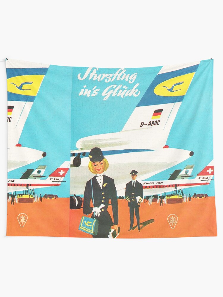 Stewardess In 1965 Glamour Era Of Air Travel Tapestry By Edsimoneit Redbubble