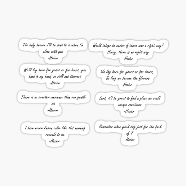 Hozier Lyrics Sticker By Amwendricks Redbubble