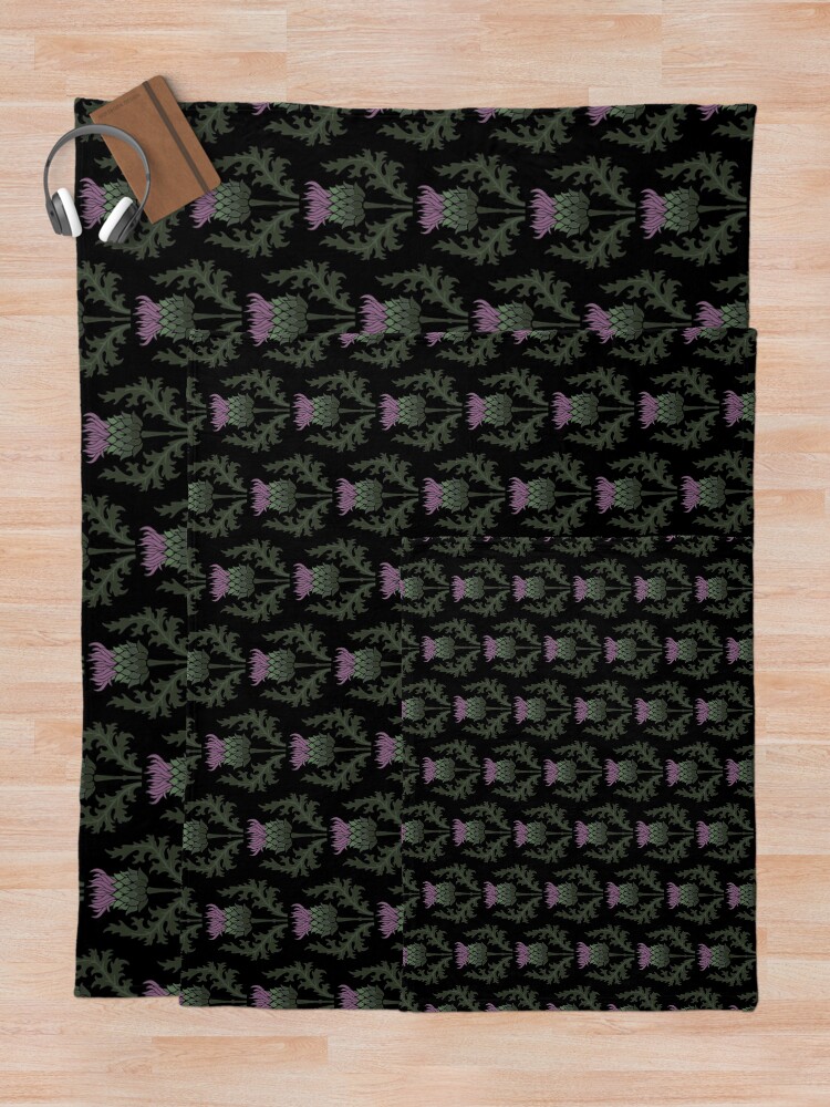 Alternate view of Scottish Thistle Flower of Scotland on Black Throw Blanket