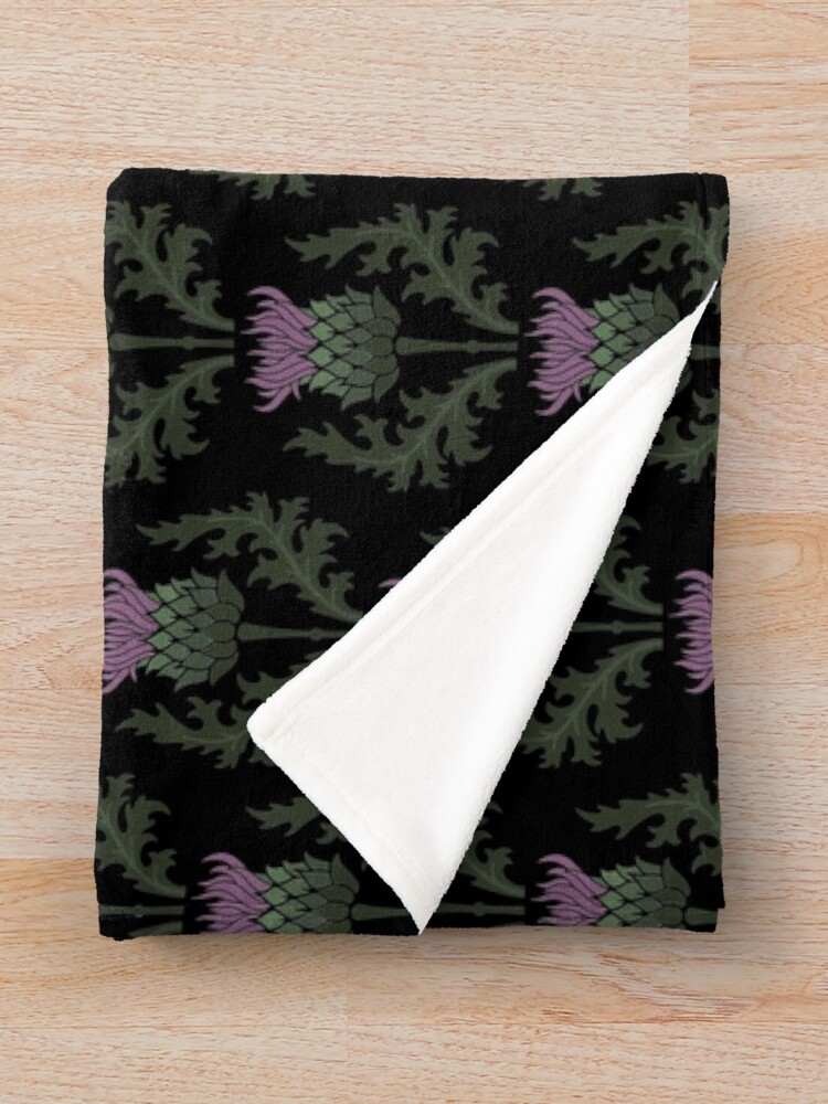 Alternate view of Scottish Thistle Flower of Scotland on Black Throw Blanket
