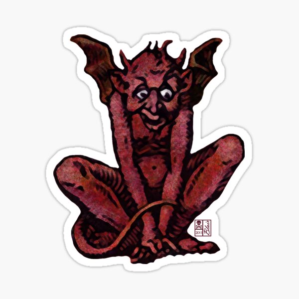 Gothic Red Goblin Fantasy Demon Creature Sticker