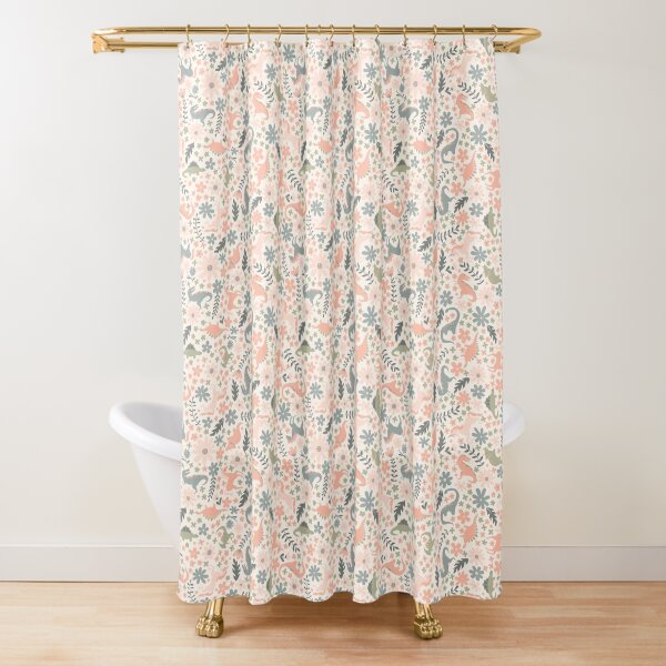 Item preview, Éclat floral de dinosaures et de licornes en rose + vert designed and sold by latheandquill.