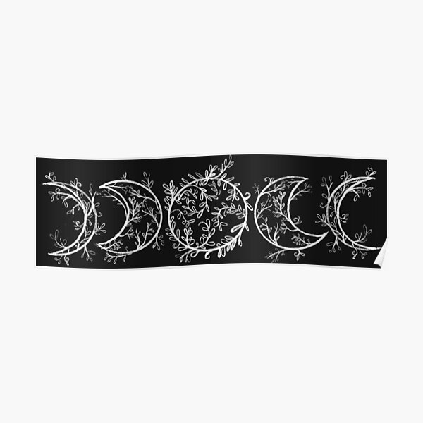 Branch and Vine Moon Phases (Horizontal- White) Poster