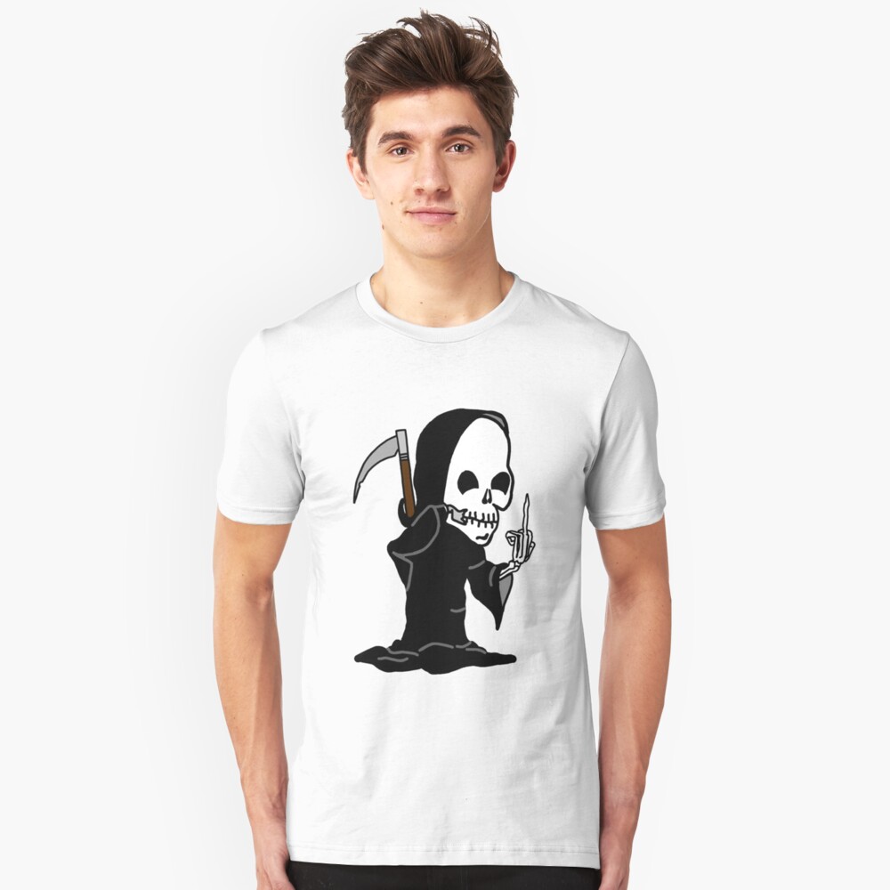 Grim Reaper Giving the Finger Slim Fit T-Shirt