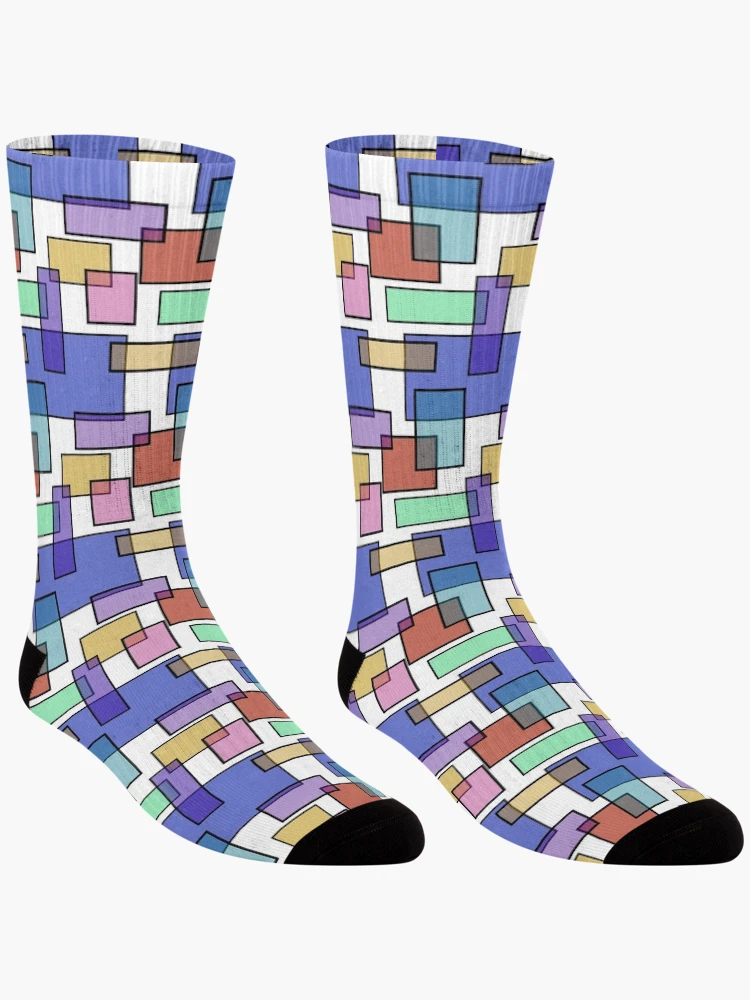 Thumbnail 3 of 5, Socks, Colorful Rectangles Pattern designed and sold by ChangingLight.