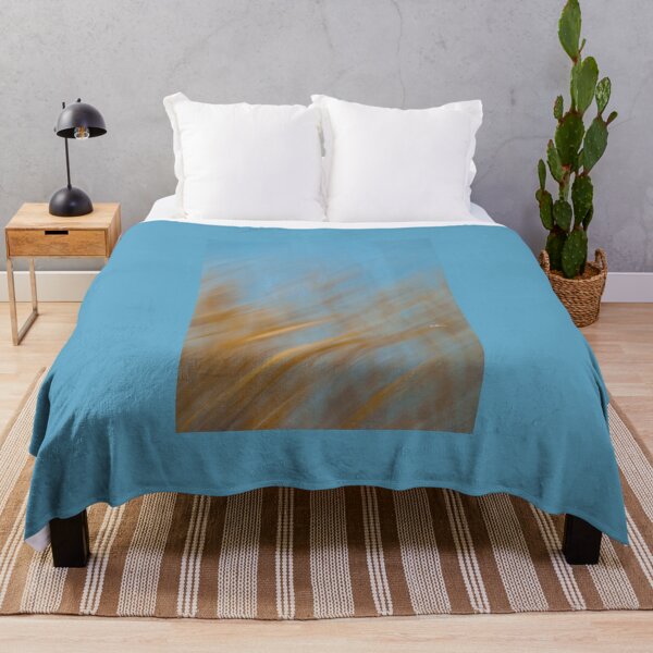 Abstract photography wheat branches on snow Throw Blanket