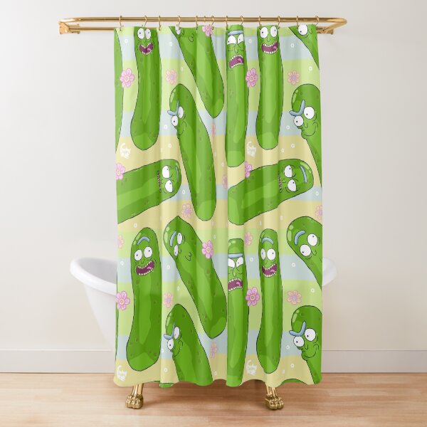Pickle Rick Pattern Shower Curtain
