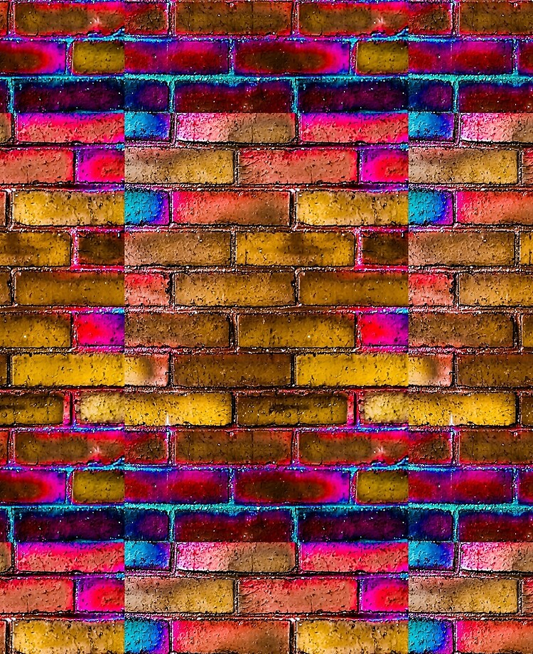 pastel rainbow distressed painted brick wall ambient decor rustic brick  effect Art Print by Saburkitty Designs