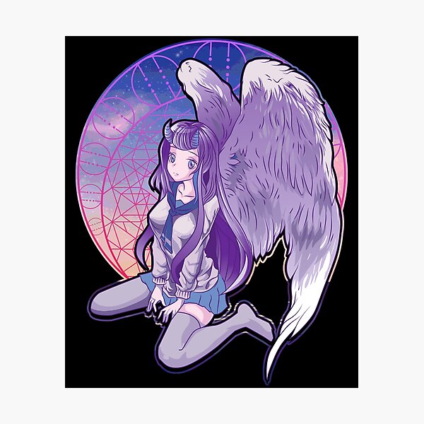 Lámina fotográfica «Pastel Goth Angel Demonio Cornudo Anime Kawaii Girl