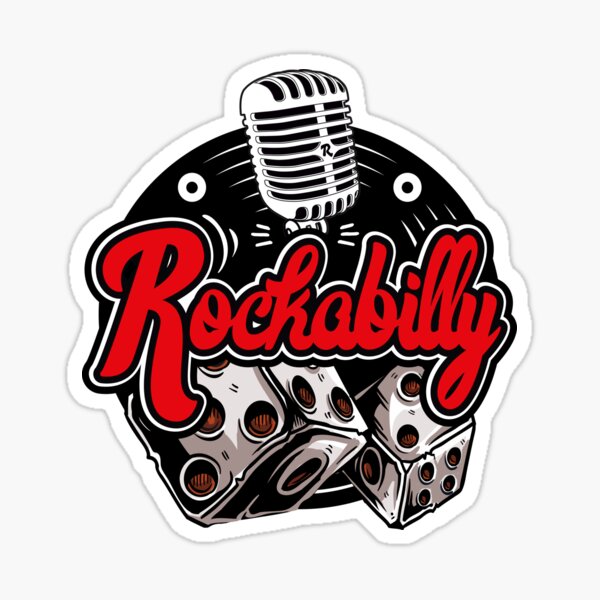 Rockabilly Rock n Roll Red White and Black Dice Rockers Sticker Sticker