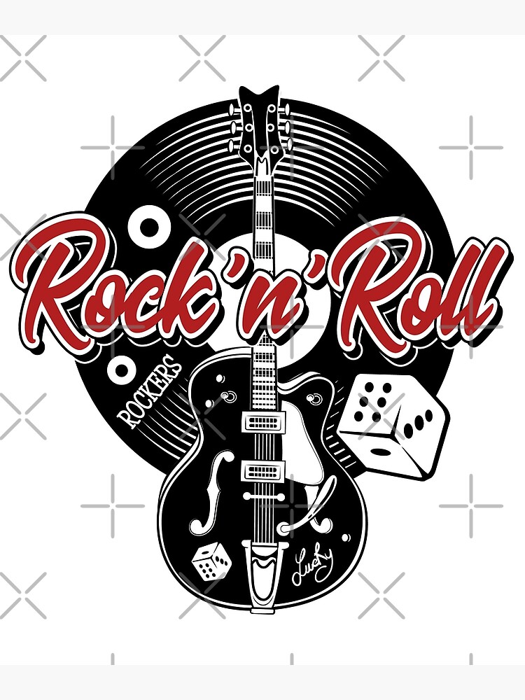 Rockabilly Music Rock n Roll Red White and Black Dice Rockers Guitars  Poster by MemphisCenter