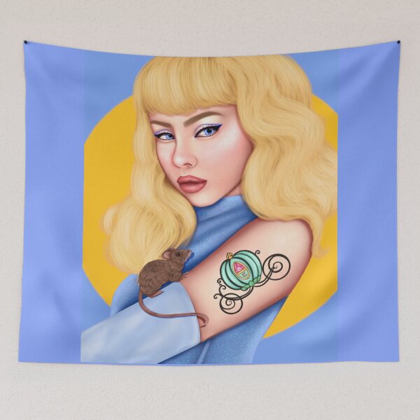 Item preview, Princess, A ,dream ,is a ,wish, your ,heart ,makes, female, blue, yellow, mouse, modern, modernized, makeup, eyeliner, tattoo, designed and sold by WIKEDPrints.