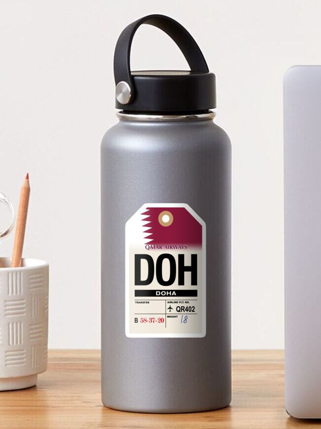 Thumbnail 1 of 3, Sticker, Doha (DOH) Qatar Airline Luggage Tag designed and sold by travelwitheric.