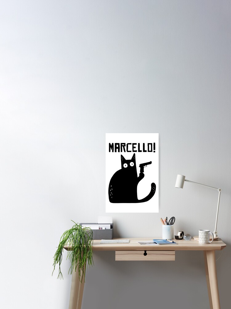 Poster Chat Drole Meowrio Le Chat Italien Mamma Mia Meme Marcello Par Liveforever Redbubble