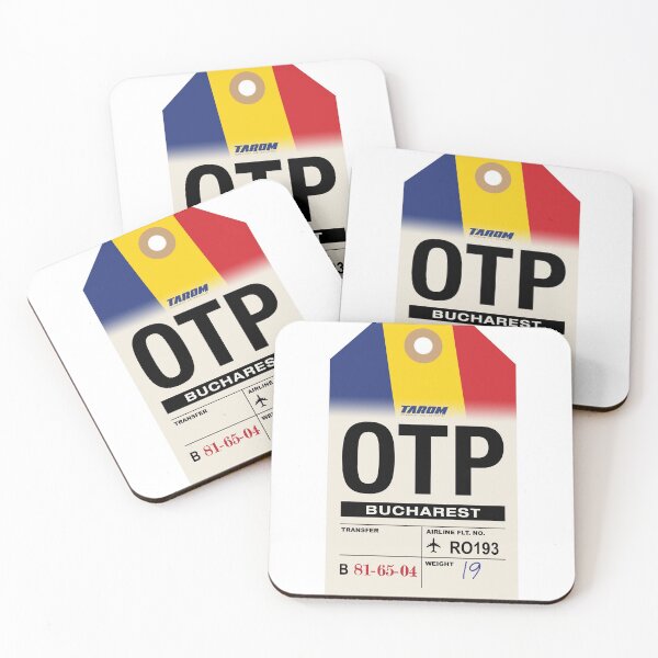 Aperçu de l'œuvre Étiquette de bagage de la compagnie aérienne de Bucarest (OTP) Roumanie créée et vendue par travelwitheric.