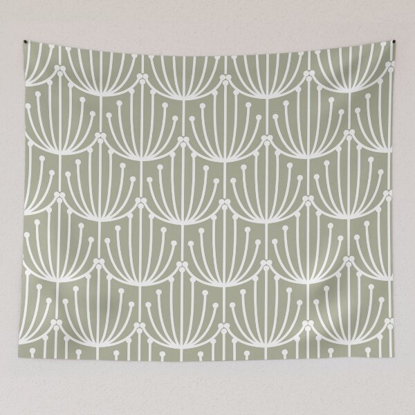 Item preview, Mid Century Modern, Retro, Floral, Pattern, in sage green designed and sold by meggydesigns.