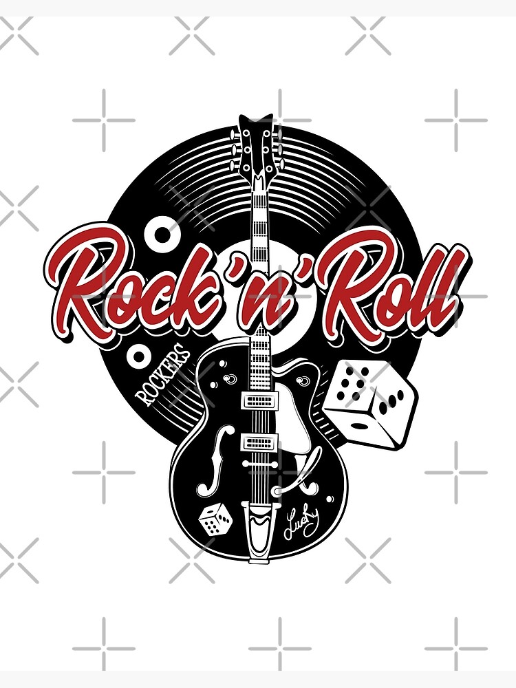 Sticker Rock n Roll Red White and Black Vintage Rockabilly Music