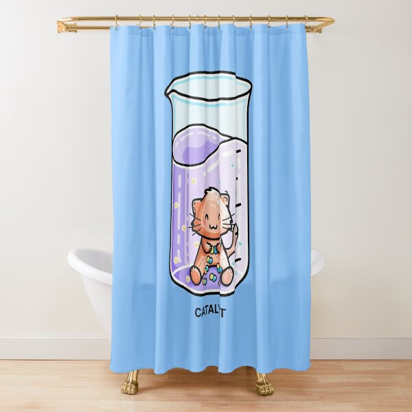 Discover Catalyst Cute Chemistry Cat Pun Shower Curtain