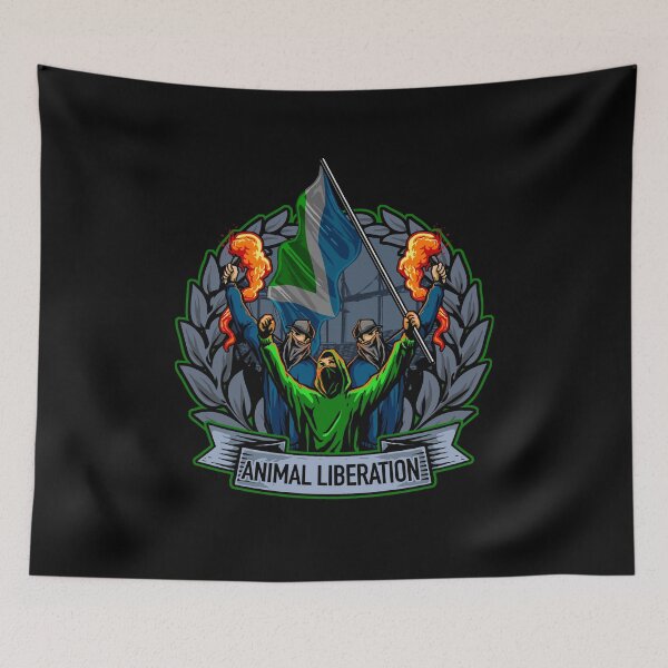 Item preview, Animal liberation vegan flag logo designed and sold by Vegan Quotes and Memes.