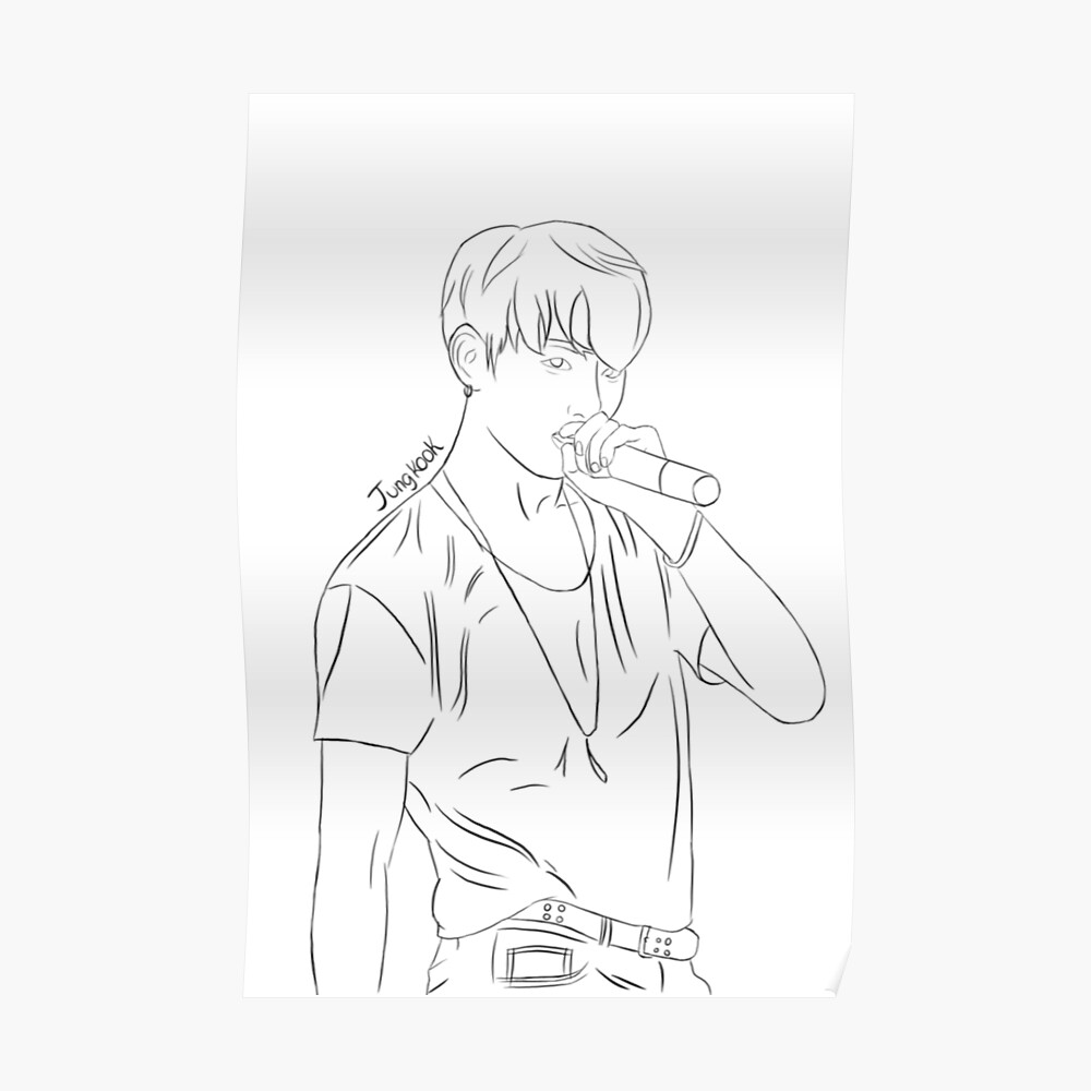 Jungkook On Black And White Bts Kpop Sticker By Best5trading Redbubble - idol roblox music bts
