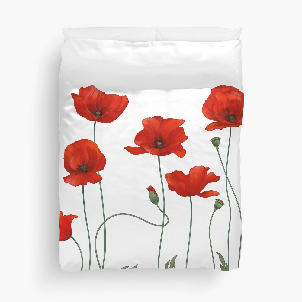 Poppy Stems. Duvet Cover