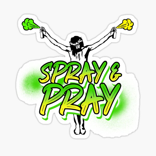 "Spray And Pray; Motif 1;" Sticker for Sale by StickerApe Redbubble
