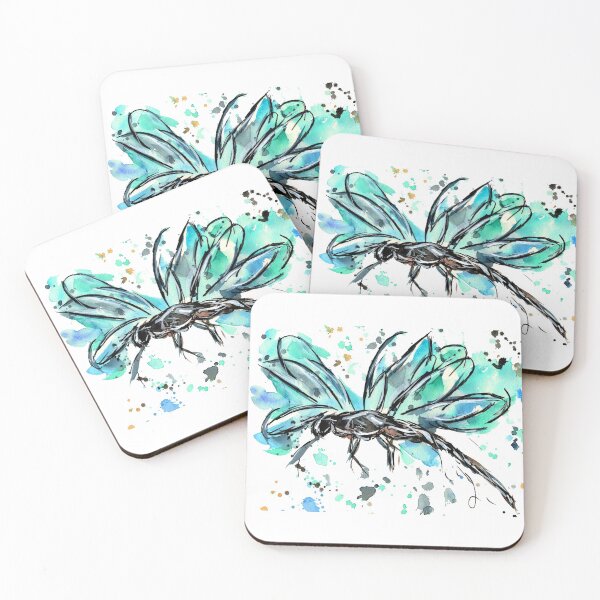 Item preview, Blue and Green Watercolour Dragonfly designed and sold by SaltySerenity.
